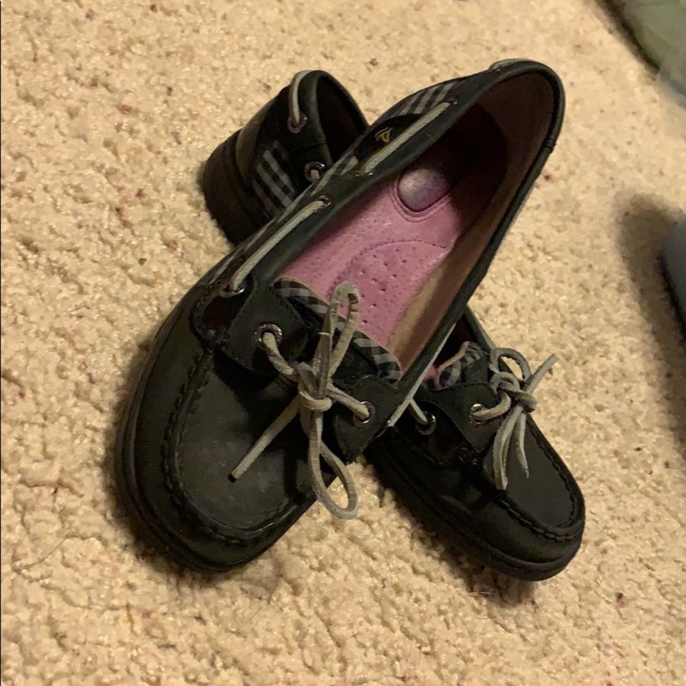 Speedy Topsider Black Gingham Shoes 6.5